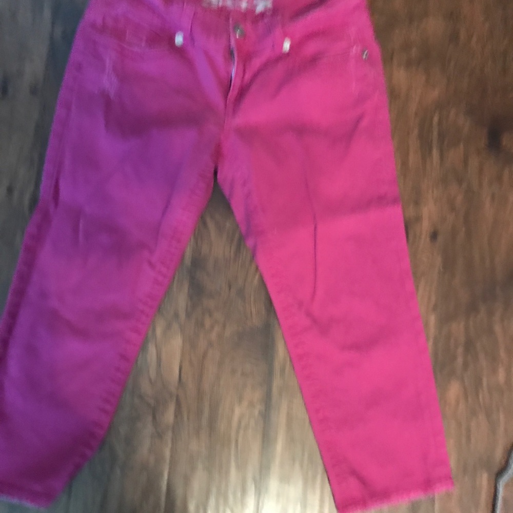 EUC hot pink crop Seven jeans